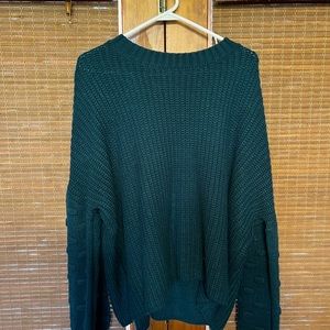 Deep green pink lily sweater.